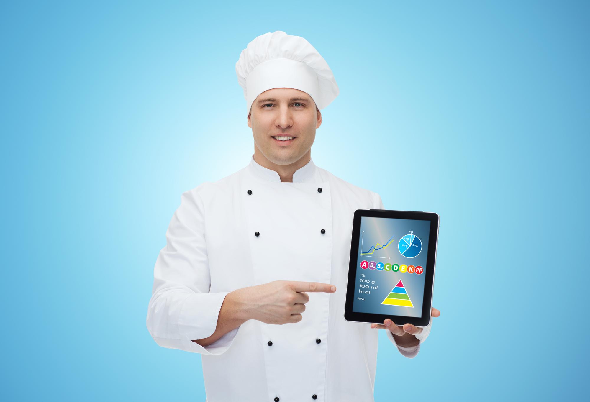 Chef with smart kitchen equipment